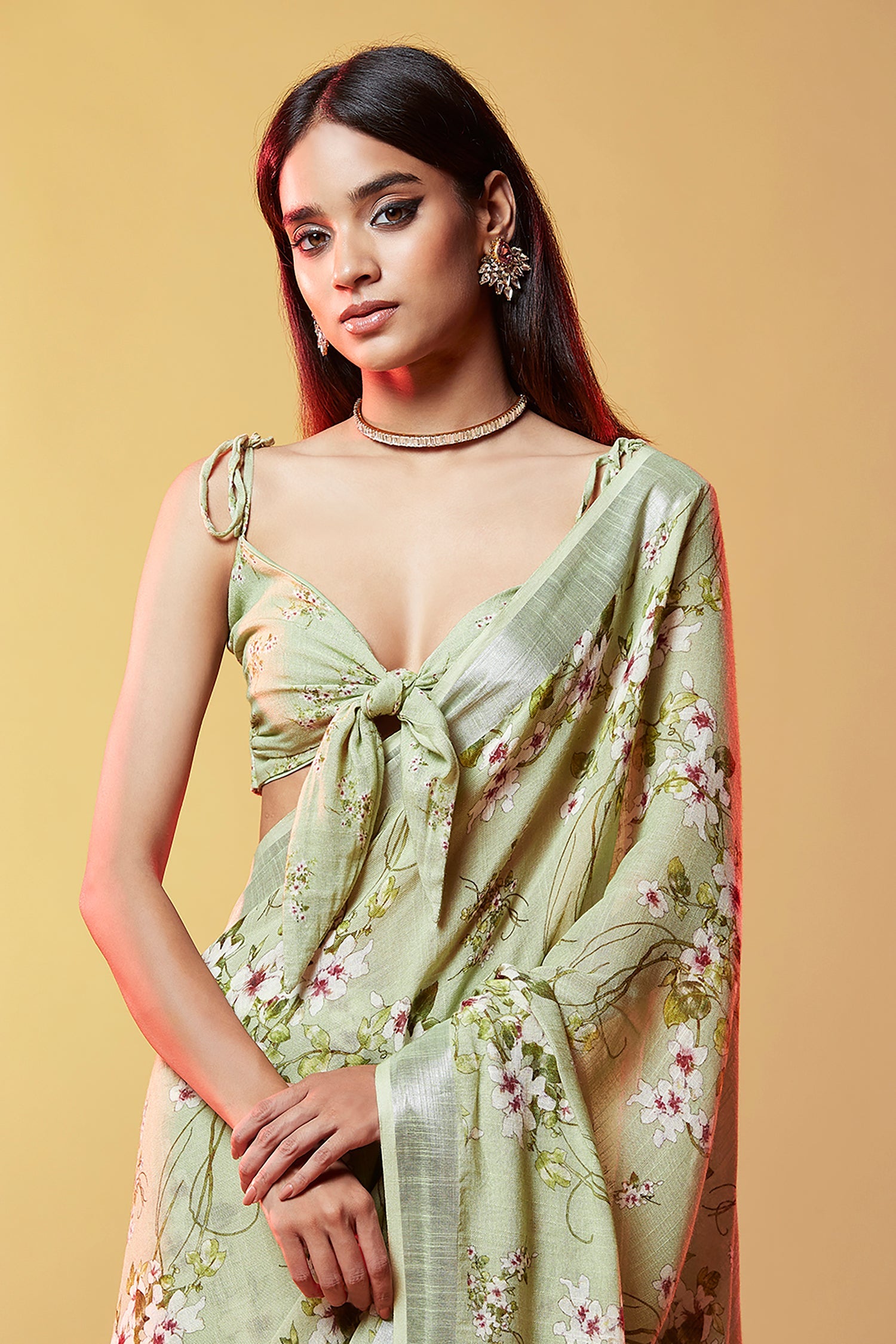 Mint Cotton Digital Printed Saree Set