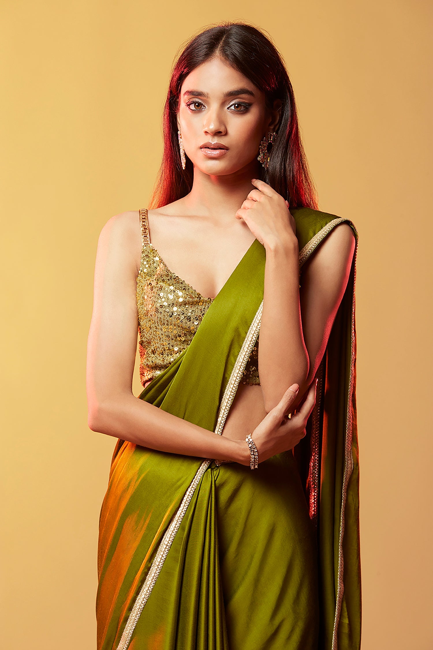 Olive Gajji Silk Saree