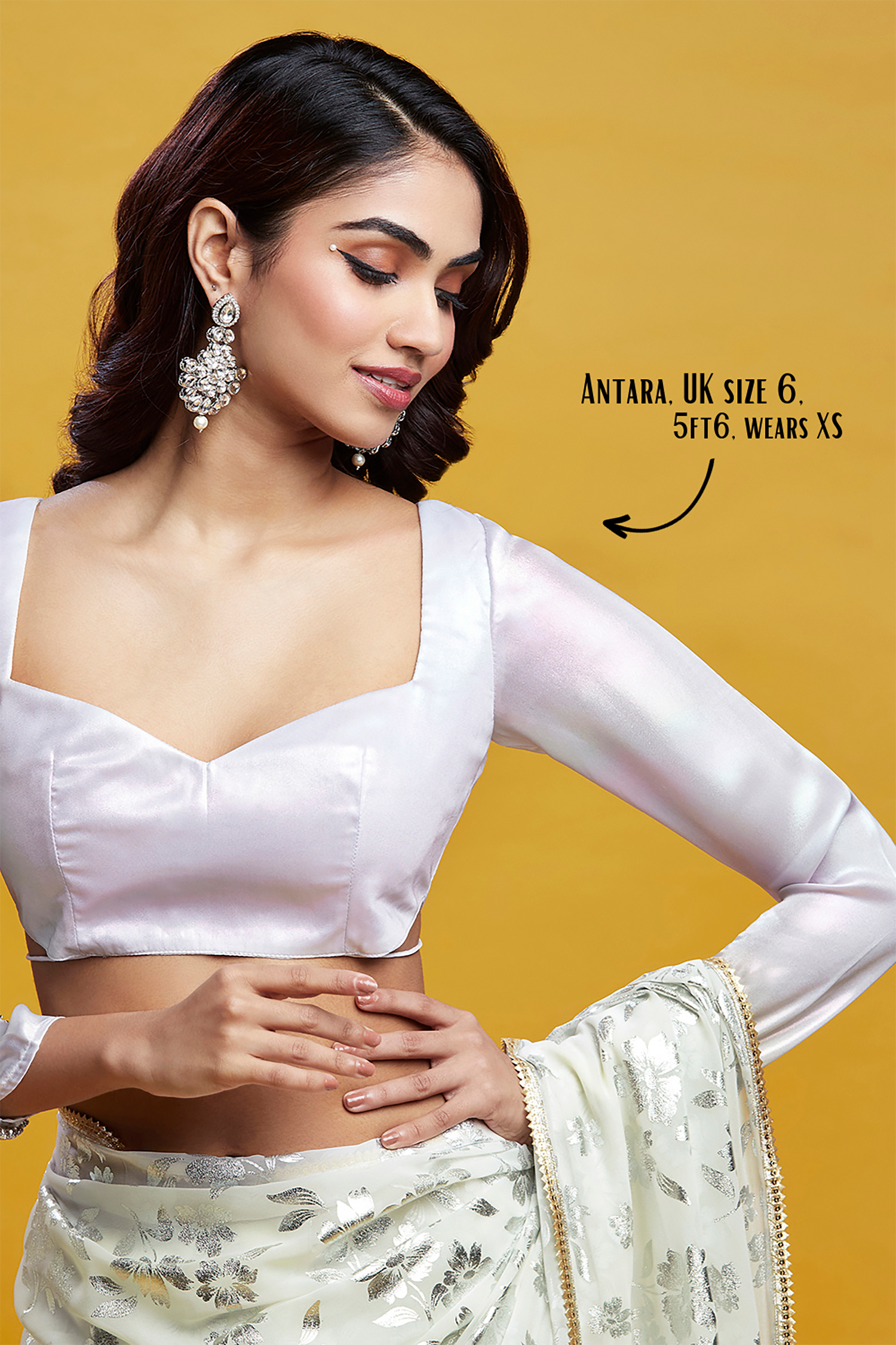 White &amp; Silver Georgette &amp; Recycled Polyester Barfi Saree Set