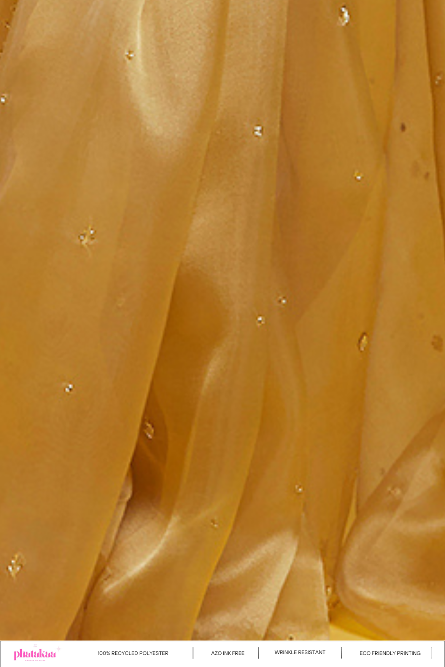 Gold Organza Crystal &amp; Boota Embroidered Pre-Draped Saree Set