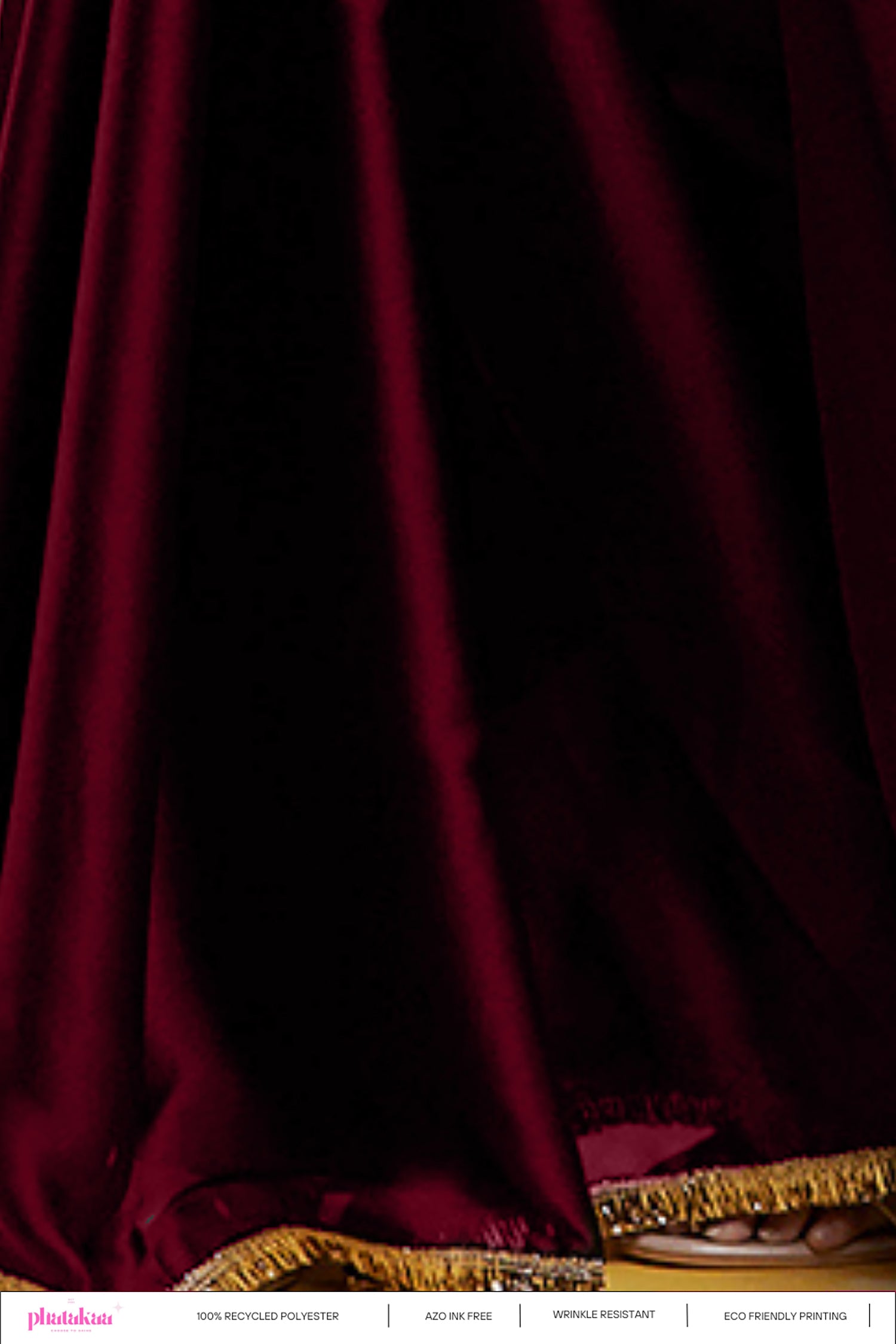Maroon Satin Georgette Pre-Draped Saree Set