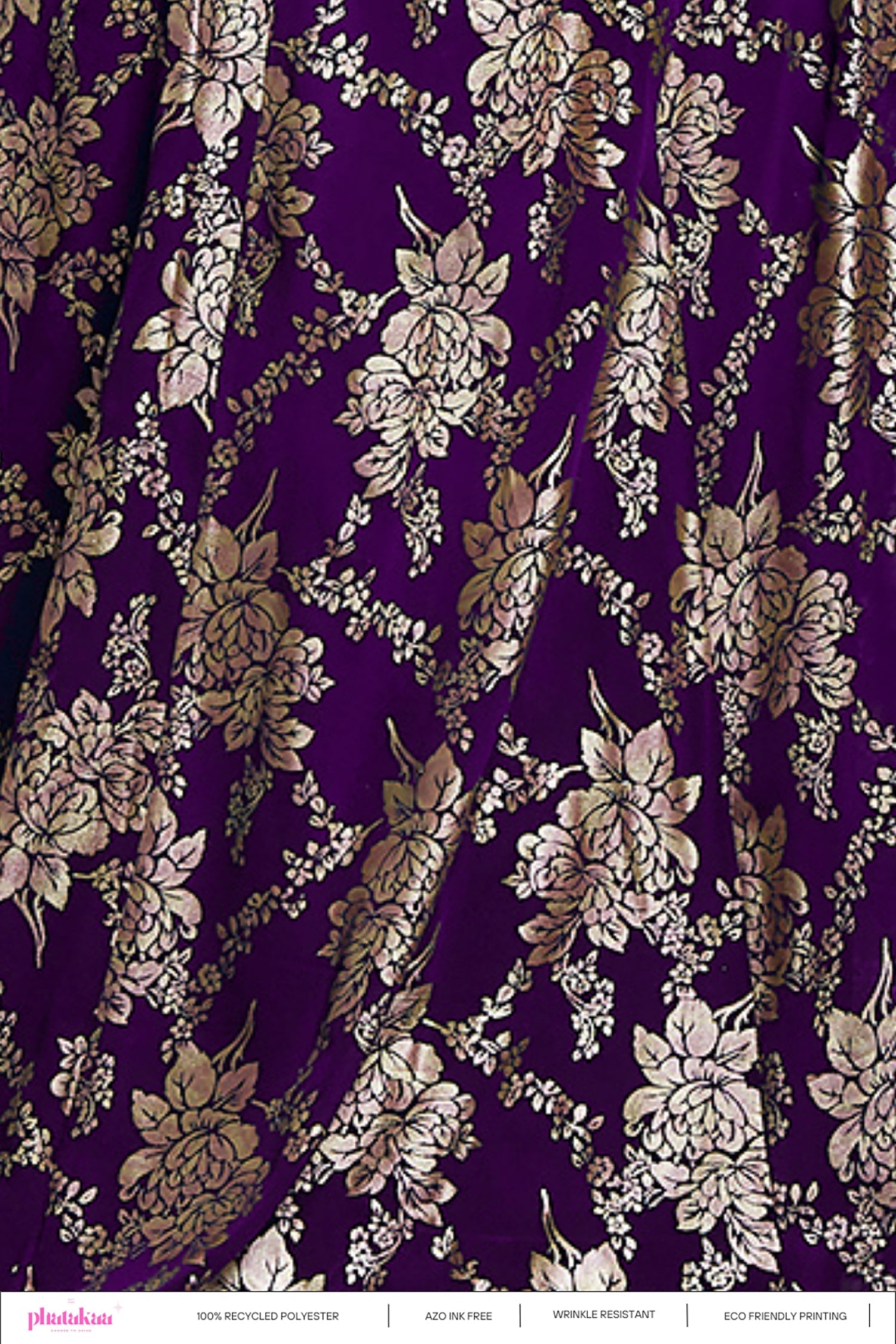 Purple Recycled Polyester Foil Printed Lehenga Set