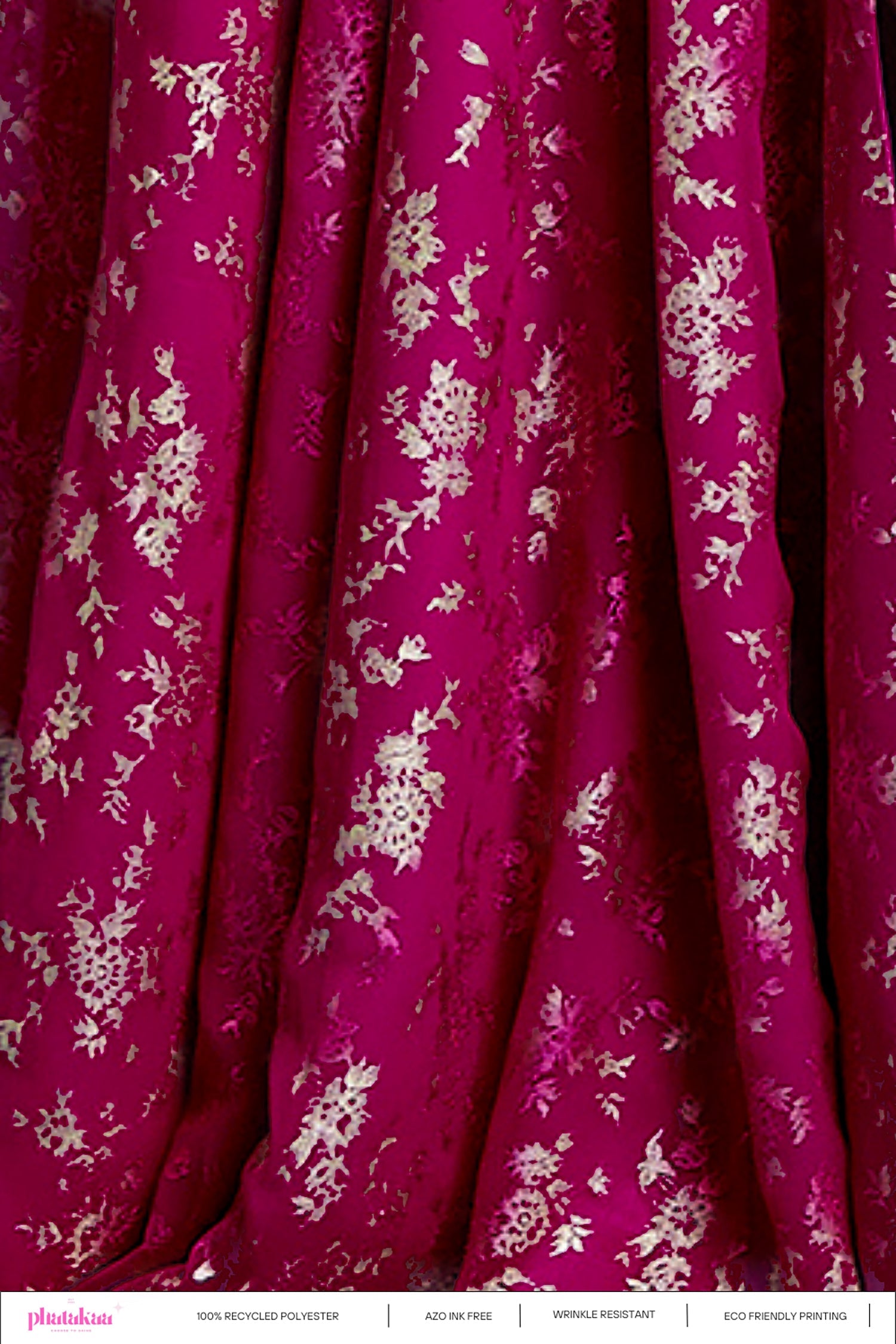 Hot Pink Recycled Polyester Foil Printed Lehenga Set