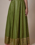 Olive Recycled Polyester Metallic Embroidered Lehenga Set