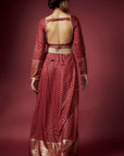 Maroon Recycled Polyester Foil Printed Lehenga Set