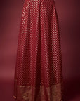 Maroon Recycled Polyester Foil Printed Lehenga Set