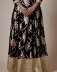 Purple Recycled Polyester Foil Printed Lehenga Set