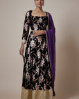 Purple Recycled Polyester Foil Printed Lehenga Set