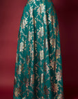 Teal Recycled Polyester Foil Printed Lehenga Set