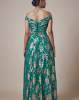 Teal Recycled Polyester Foil Printed Lehenga Set