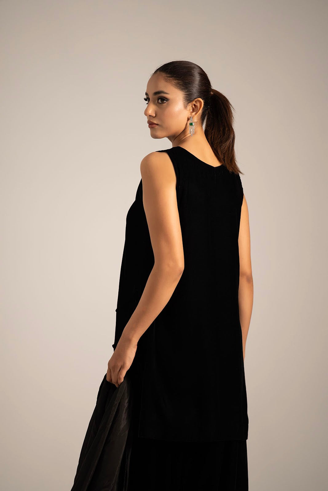 Noir Velvet Straight Suit with Dupatta