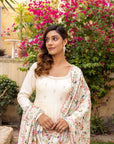Teal Angrakha Style Anarkali Set with Dori and Elephant Tassels