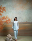 POWDER BLUE + LACE & ORGANZA DETAILING + ORGANZA + PEPLUM SET + 2 PCS