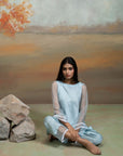 POWDER BLUE + LACE & ORGANZA DETAILING + ORGANZA + PEPLUM SET + 2 PCS