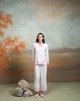 OFF WHITE + EMBROIDERY + COTTON SILK + KURTA SET + 2 PCS