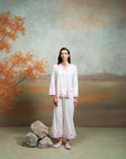 OFF WHITE + EMBROIDERY + COTTON SILK + KURTA SET + 2 PCS