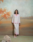 OFF WHITE + EMBROIDERY + COTTON SILK + KURTA SET + 2 PCS