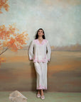 OFF WHITE + EMBROIDERY + COTTON SILK + KURTA SET + 2 PCS