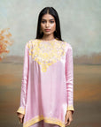 PINK + KASHMIRI EMBROIDERY + COTTON SILK + KURTA + 1 PC