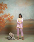 PINK + KASHMIRI EMBROIDERY + COTTON SILK + KURTA + 1 PC