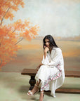 OFF WHITE + EMBROIDERY + COTTON SILK + KURTA + 1 PC