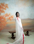 WHITE & RED + FLORAL EMBROIDERY + COTTON SILK & ORGANZA + ANARKALI SET + 3 PCS