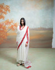 WHITE & RED + FLORAL EMBROIDERY + COTTON SILK & ORGANZA + ANARKALI SET + 3 PCS