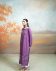 PURPLE + EMBROIDERY + COTTON SILK + KURTA + 1 PC
