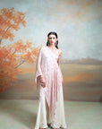 LIGHT PINK + MIRROR ZARI PEARL WORK + GEORGETTE + TOP SET + 2 PCS