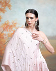 LIGHT PINK + MIRROR ZARI PEARL WORK + GEORGETTE + TOP SET + 2 PCS