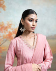DULL ROSE PINK + ZARDOZI RESHAM WORK + ORGANZA + ANARKALI SET + 3 PCS