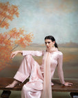 LIGHT PINK + PEARL DETAILING + ORGANZA + KURTA SET + 3 PCS