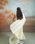 BUTTER YELLOW + MIRROR CUTDANA PEARL WORK + RAW SILK & TISSUE + ANARKALI SET + 3 PCS
