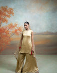 GOLDEN + MIRROR ZARI WORK + ORGANZA + KURTA SET + 3 PCS
