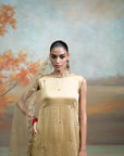 GOLDEN + MIRROR ZARI WORK + ORGANZA + KURTA SET + 3 PCS
