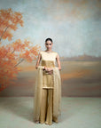GOLDEN + MIRROR ZARI WORK + ORGANZA + KURTA SET + 3 PCS
