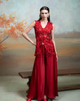 MAROON + SEQUIN CUTDANA WORK + GEORGETTE + GHARARA SET + 2 PCS