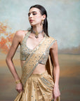 GOLDEN & GREEN + ZARDOZI MIRROR WORK + SILK + LEHENGA SET + 2 PCS