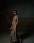 GOLDEN + ZARDOZI MIRROR WORK + RAW SILK + GHARARA SET + 2 PCS