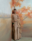 GOLDEN + ZARDOZI MIRROR WORK + RAW SILK + GHARARA SET + 2 PCS