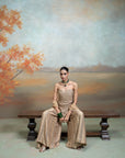 GOLDEN + ZARDOZI MIRROR WORK + RAW SILK + GHARARA SET + 2 PCS