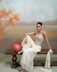 BEIGE + SEQUIN WORK + NET + SHARARA SET + 2 PCS
