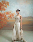 BEIGE + SEQUIN WORK + NET + SHARARA SET + 2 PCS