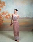 PINK + MIRROR DORI WORK + SILK BLEND + CORSET SKIRT SET + 2 PCS