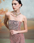 PINK + MIRROR DORI WORK + SILK BLEND + CORSET SKIRT SET + 2 PCS