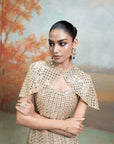 GOLDEN + ZARDOZI MIRROR CUTDANA WORK + RAW SILK + LEHENGA SET + 3 PCS