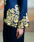 DARK BLUE + EMBROIDERY + COTTON SILK + KURTA SET + 2 PCS