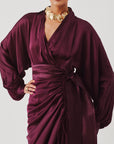 Burgundy Draped Dress