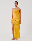 Sunny Yellow Spagetti Draped Dress