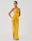 Sunny Yellow Spagetti Draped Dress
